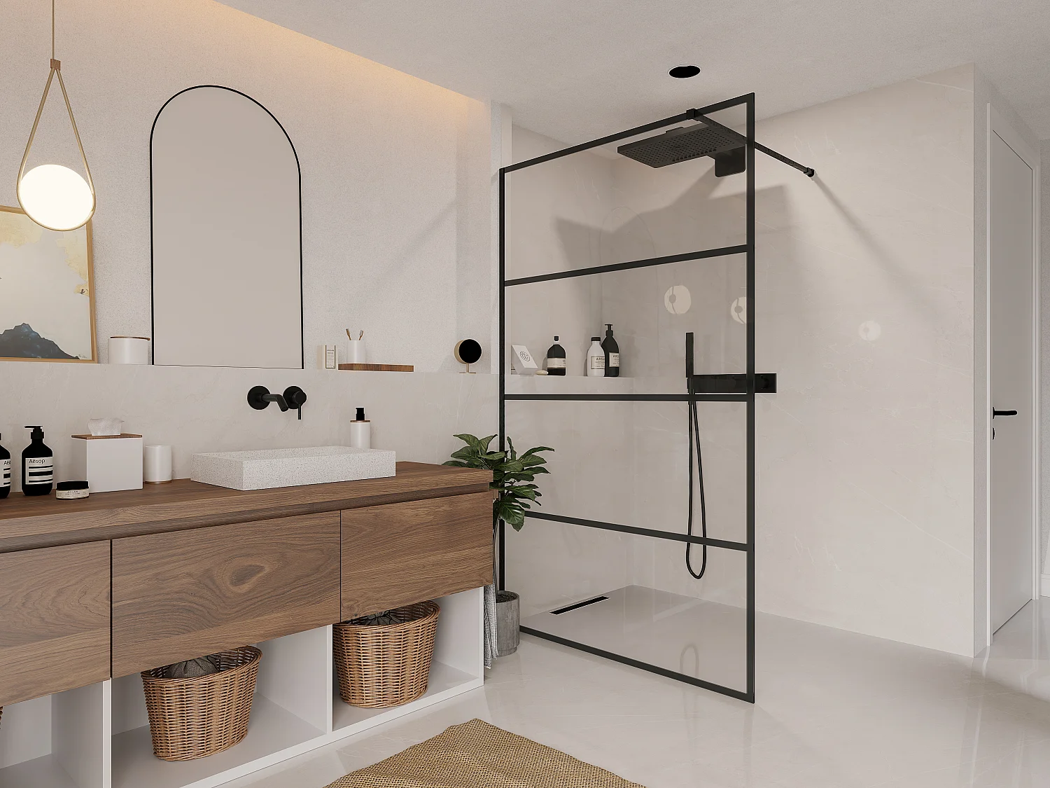 Paroi de douche à l'italienne style industriel - 120 x 200 cm - INAYA II