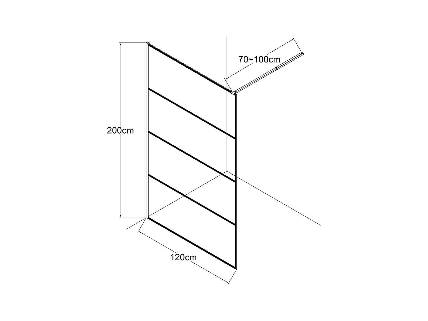 Duschtrennwand Seitenwand italienische Dusche - 120 x 200 cm - INAYA II