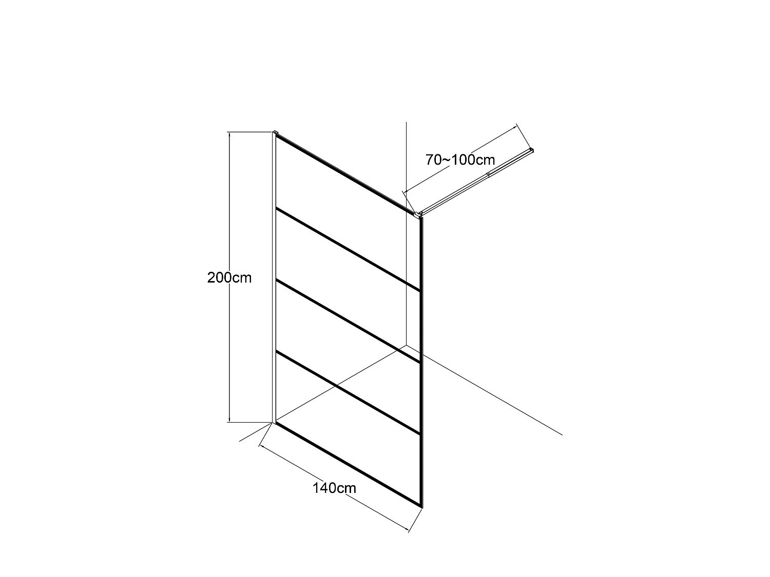Industriell walk-in duschvägg - 140 x 200 cm - INAYA II
