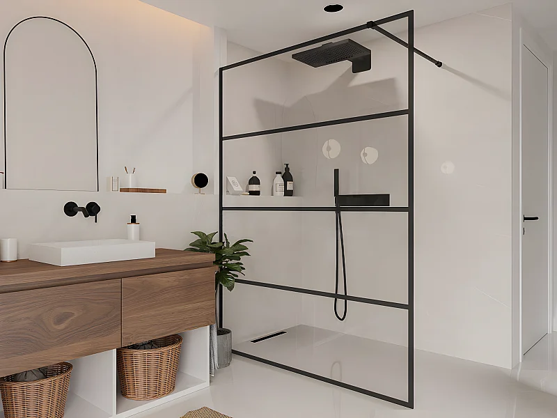 Paroi de douche à l'italienne style industriel - 140 x 200 cm - INAYA II