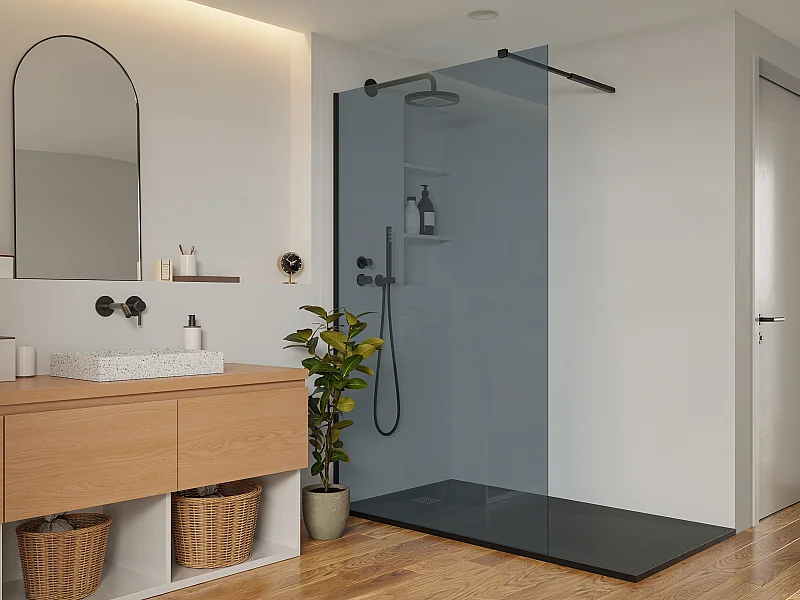 [NEW VERSION]Parete per doccia walk in vetro grigio 120 x 200 cm - MALIKA