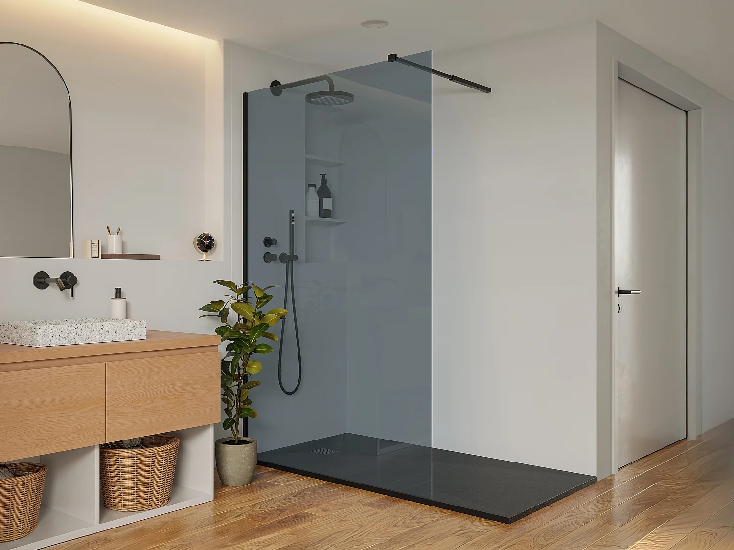 Paroi de douche à l'italienne  - Verre fumé gris - 120x200 cm - MALIKA II