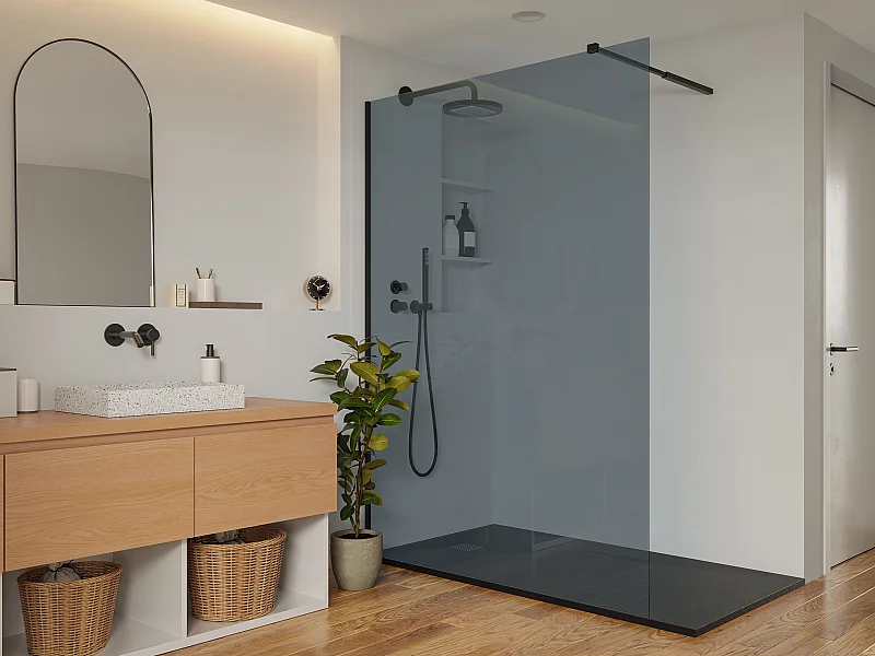 Mampara de ducha estilo italiano MALIKA - 140x200 cm - Cristal gris