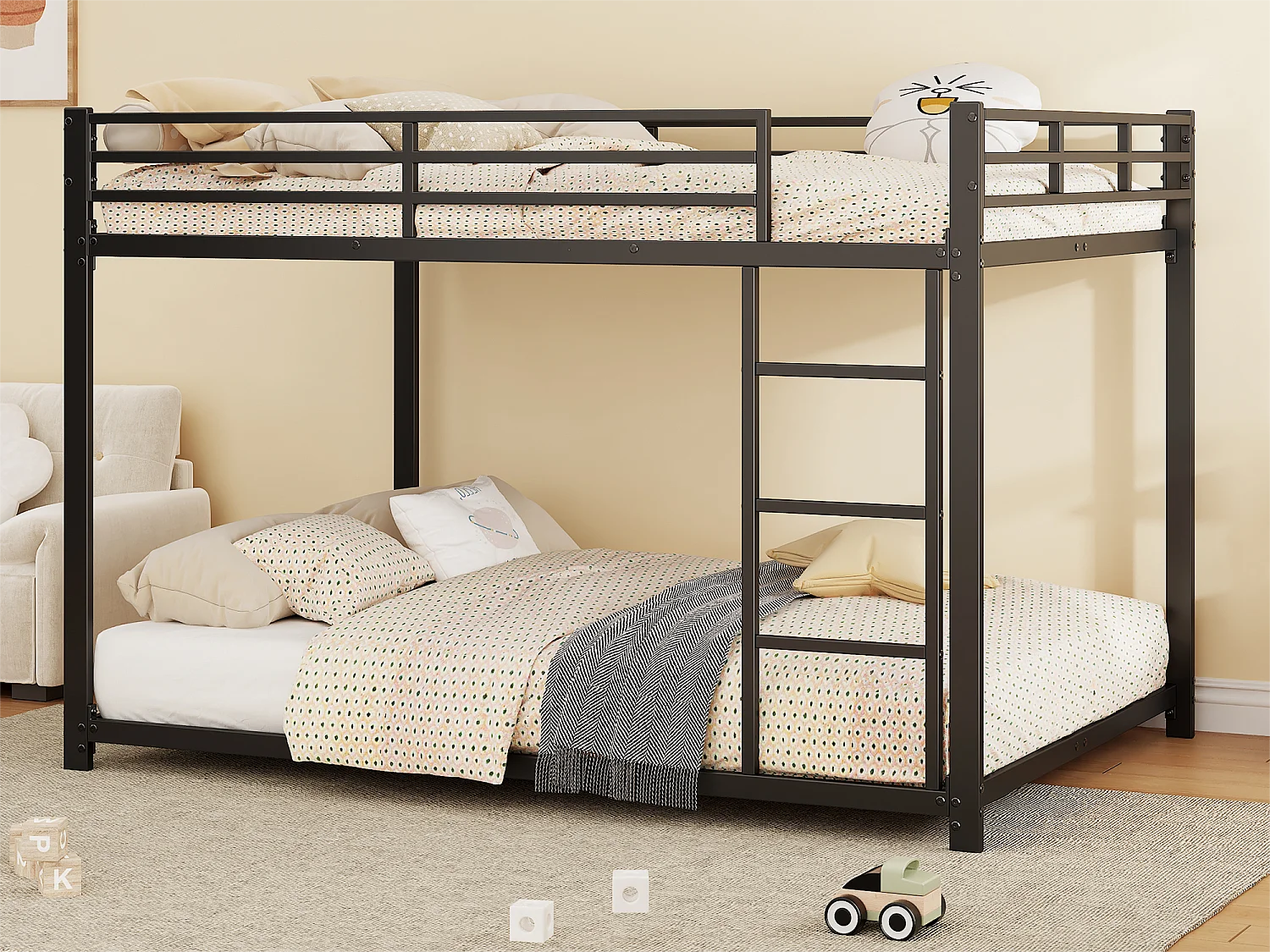 Beliche em ferro para criança 140x200cm - Preto