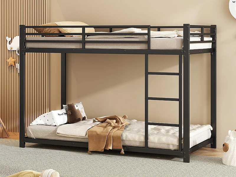 IJzeren stapelbed voor kinderen 90x200cm - Zwart