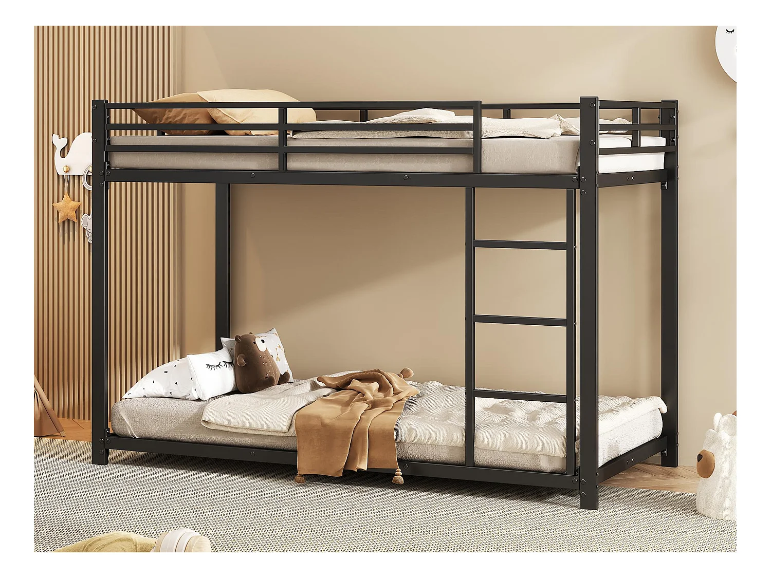 Eisen-Etagenbett für Kinder 90 x 200 cm – Schwarz