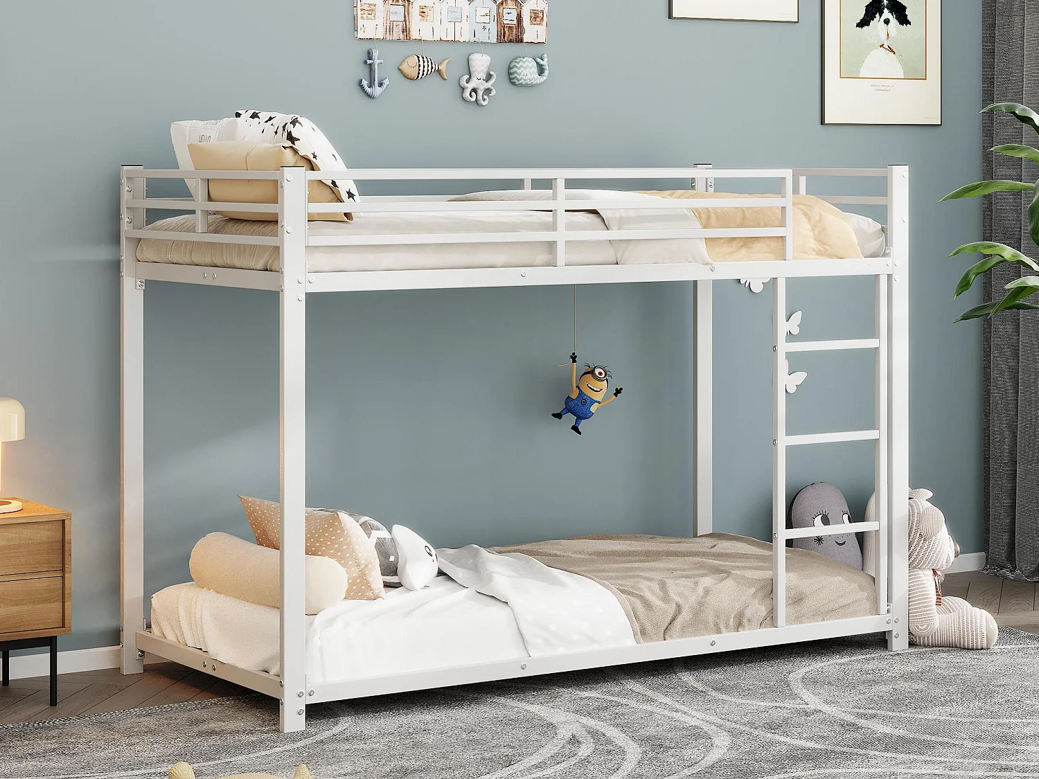 Letto a castello per bambini in ferro 90x200 cm - Bianco
