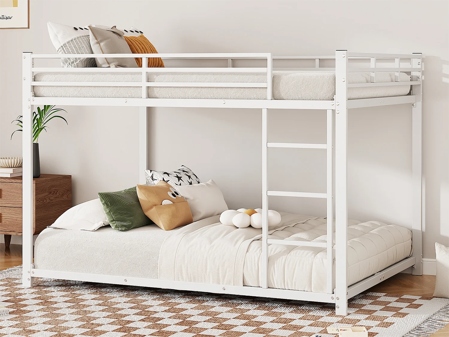 Lit superposé pour enfant 140x200cm en fer - Blanc