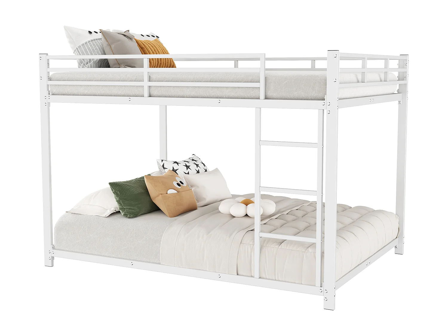 Lit superposé pour enfant 140x200cm en fer - Blanc