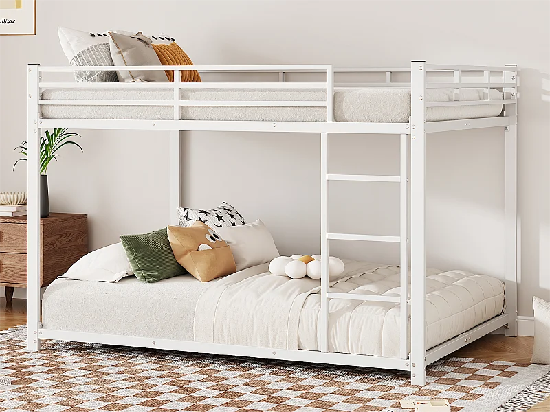 Lit superposé pour enfant 140x200cm en fer - Blanc