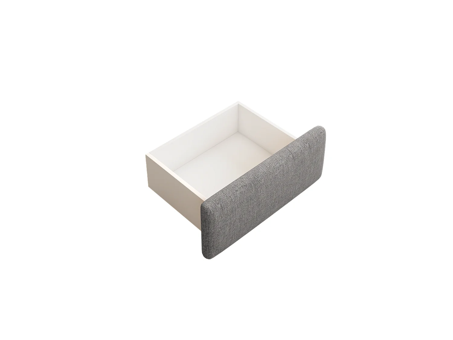 Lit double rembourré 140x200cm sans tête de lit - avec 2 tiroirs - Tissu en Lin - Gris