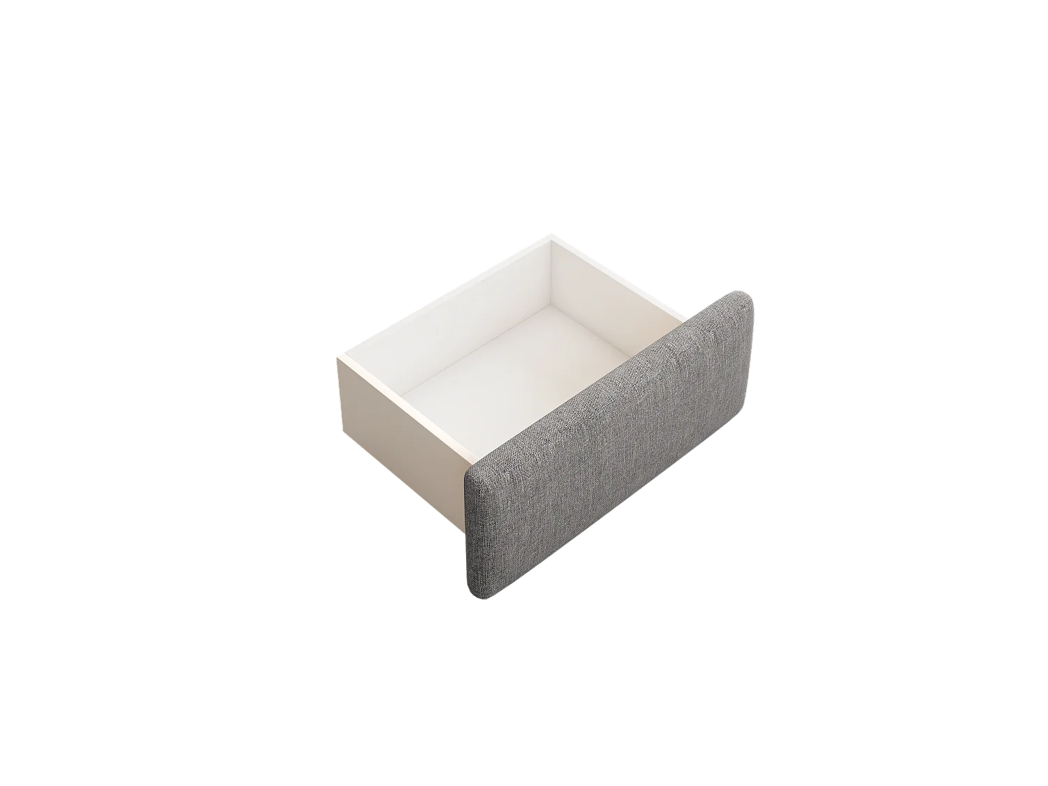 Lit double rembourré 140x200cm sans tête de lit - avec 2 tiroirs - Tissu en Lin - Gris