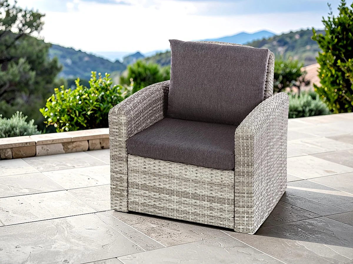 Fauteuil de jardin en résine tressée Polynesia Havane - Hespéride