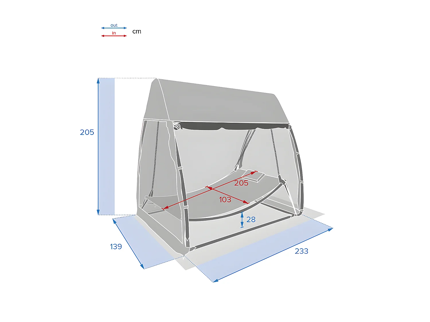 Balancelle avec moustiquaire Trinidad ardoise - Hespéride