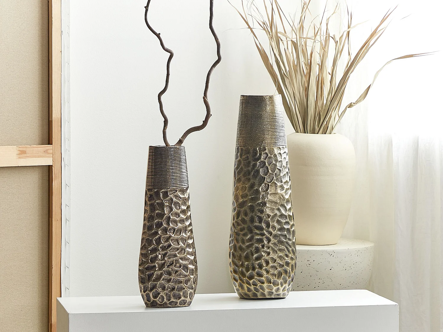 Aluminium Vase à fleurs 57 cm Doré THIVA