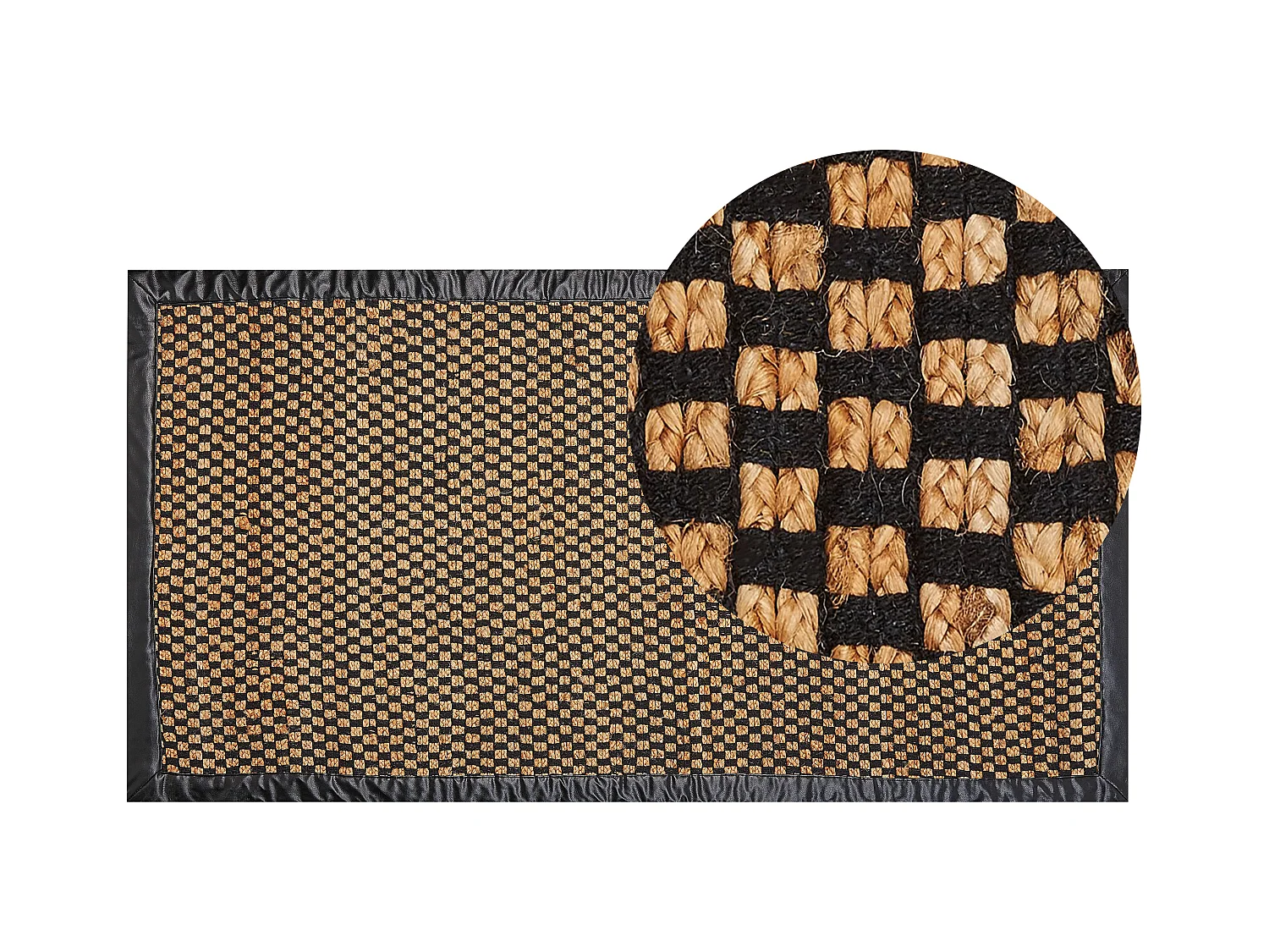 Tappeto iuta nero e beige 80 x 150 cm GERCE