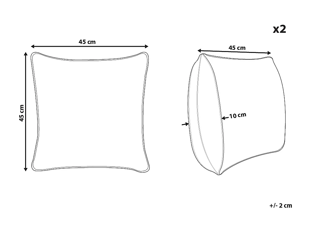 Lot de 2 coussins décoratifs ELLIOTTIA Jute 45 x 45 cm Beige Unicolore