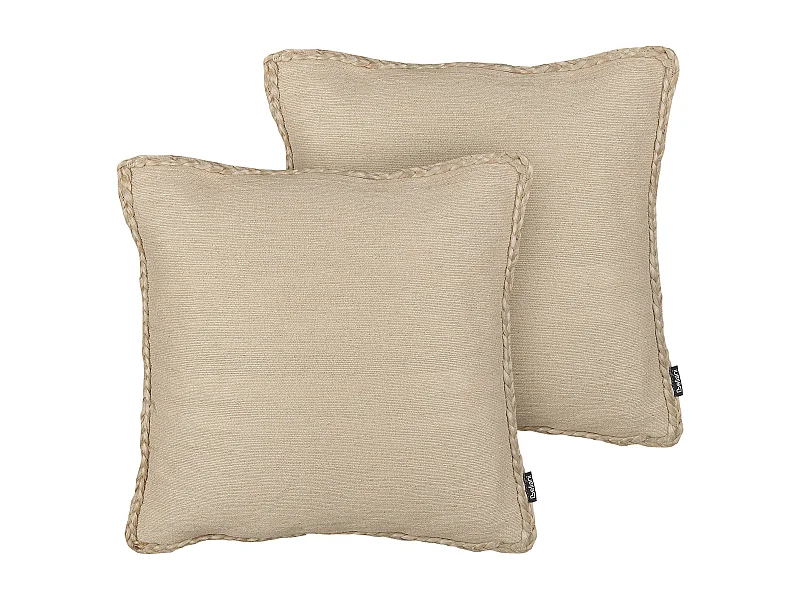 Lot de 2 coussins décoratifs ELLIOTTIA Jute 45 x 45 cm Beige Unicolore