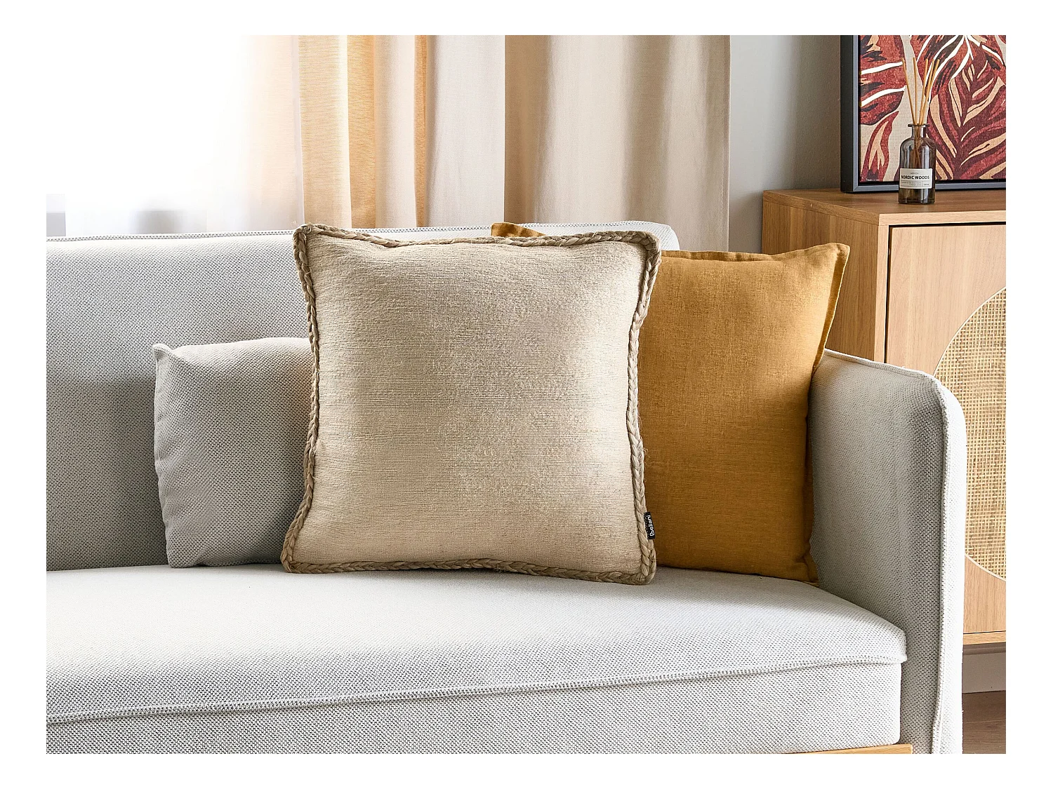 Sierkussen ELLIOTTIA Jute 45 x 45 cm Beige Effen
