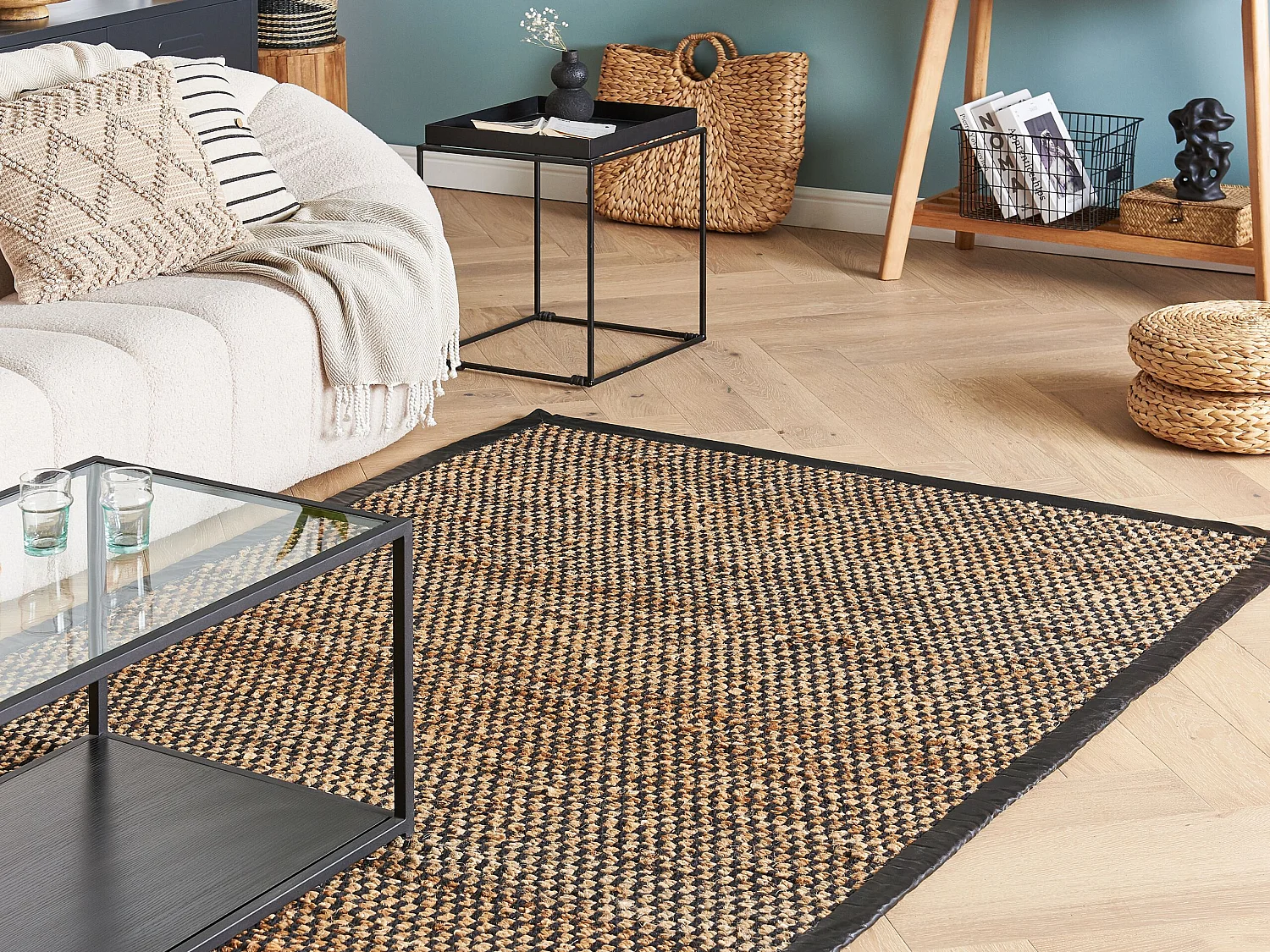 Tapis GERCE 140 x 200 cm Jute Noir
