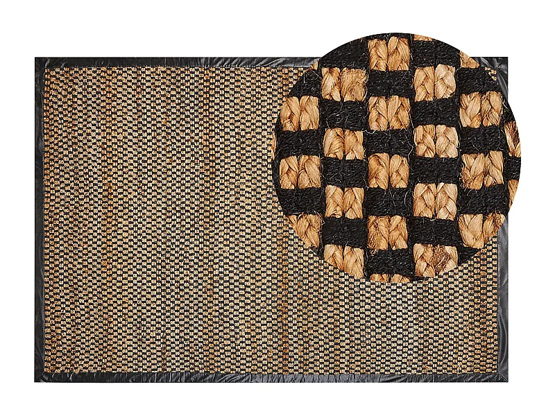 Teppich GERCE 140 x 200 cm Jute Schwarz