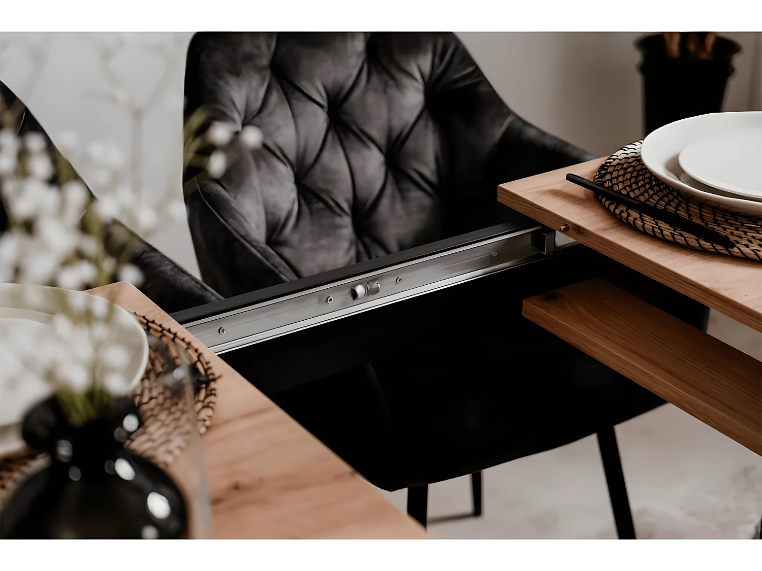 Finori Tavolo Pranzo Allungabile Coburg 120 Rovere Artigianale e Nero