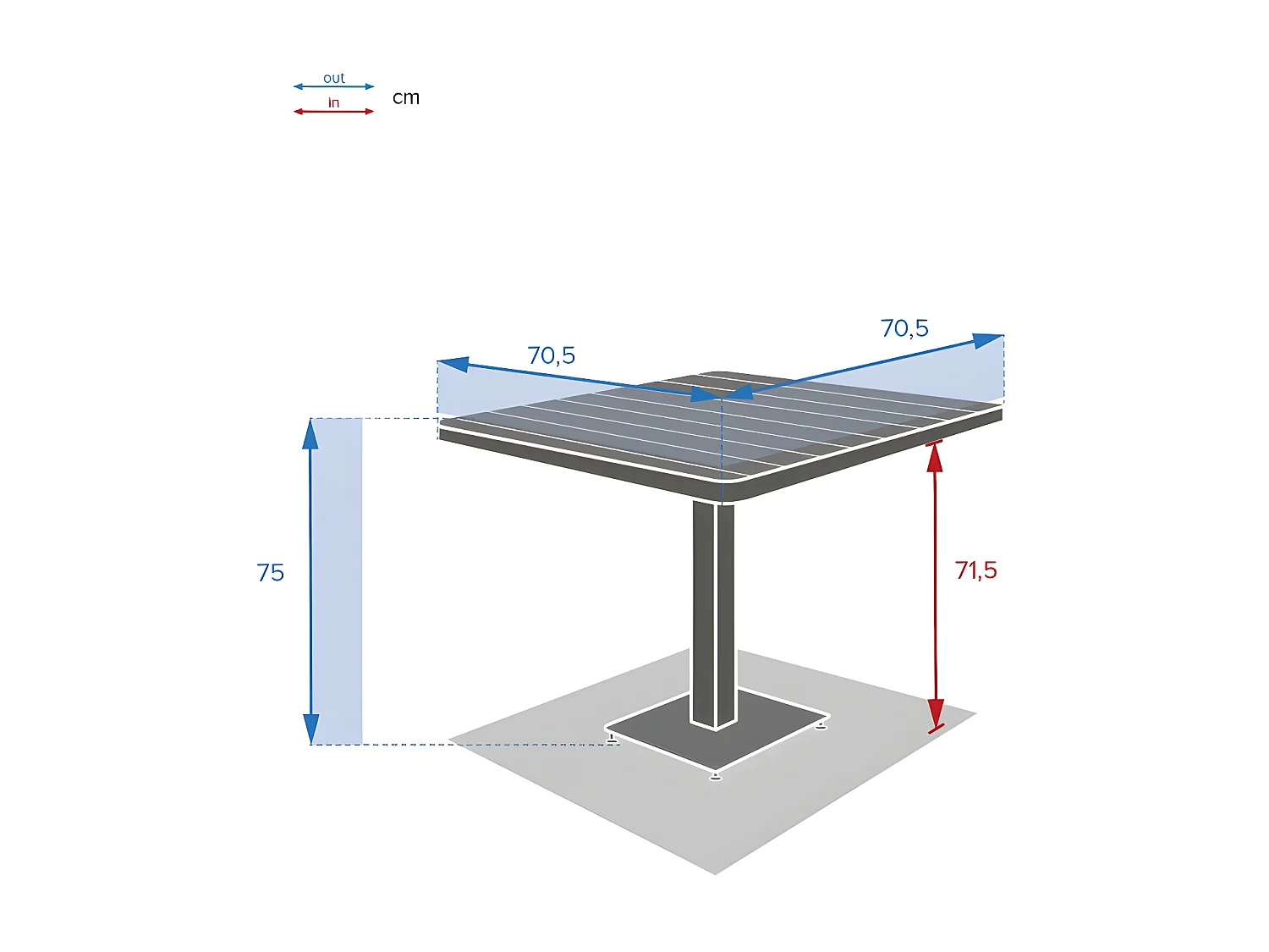 Table bistro carrée Tyla acacia et acier Hespéride