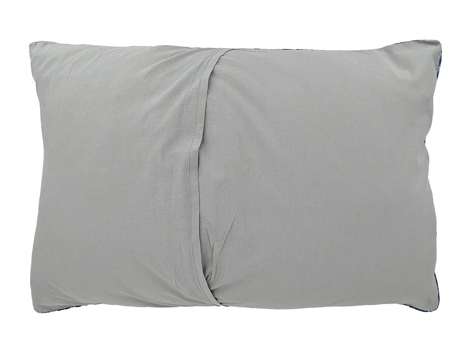 Housse de coussin 40x60 cm lin lavé motif végétal PALAWAN bleu Indigo