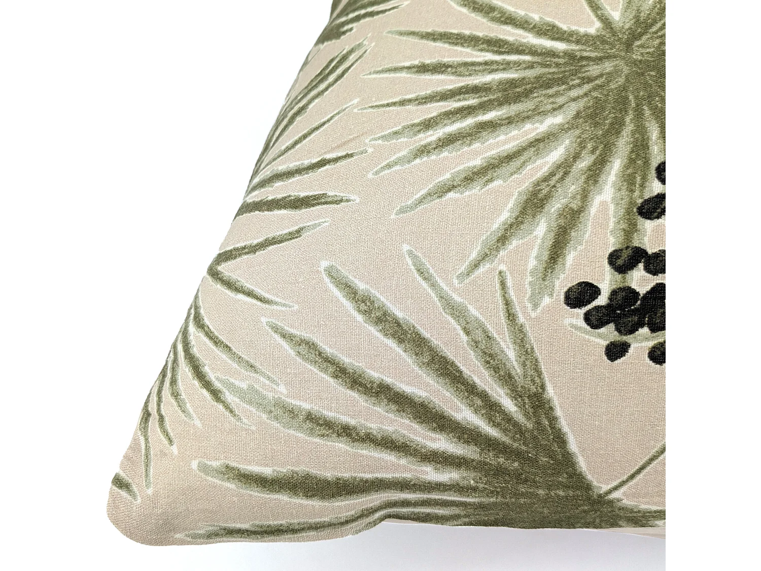 Housse de coussin 40x60 cm lin lavé motif végétal PALAWAN beige Sauge