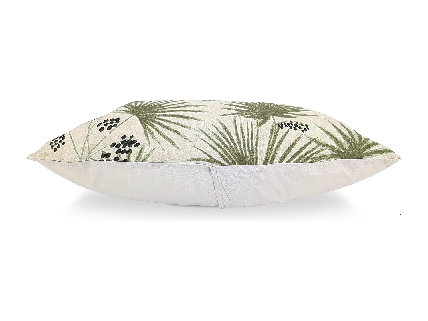 Housse de coussin 40x60 cm lin lavé motif végétal PALAWAN beige Sauge