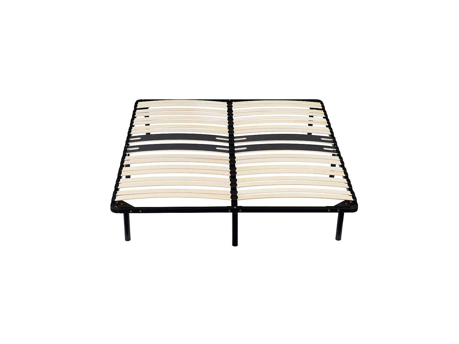 Sommier 90x200 Noir Cadre en Metal Renforcé Bassin 6 Pieds 29 cm Montage Rapide 36 Lattes 9 mm