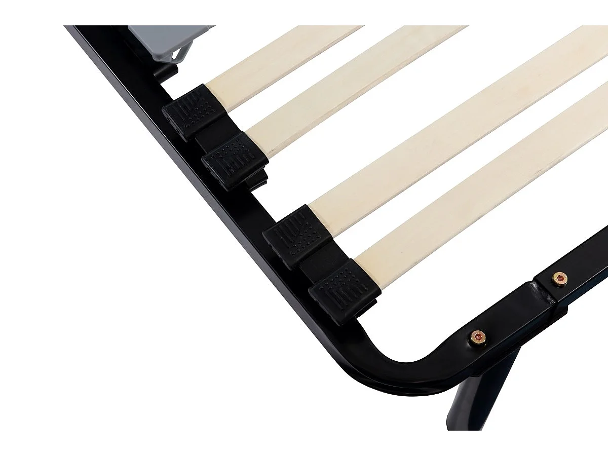 Sommier Noir 70x190 Cadre Lattes Renforcé Bassin 6 Pieds 29 cm Métal Montage Facile 18 Lattes 9 mm