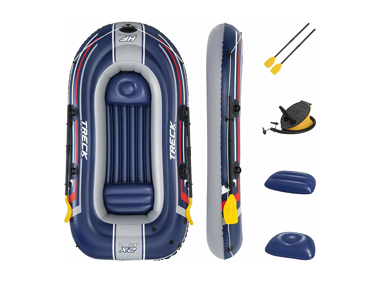 Bateau Gonflable Bestway Hydro-Force Trek X2 255x127 cm 2 Personnes Pagaie et Pompe