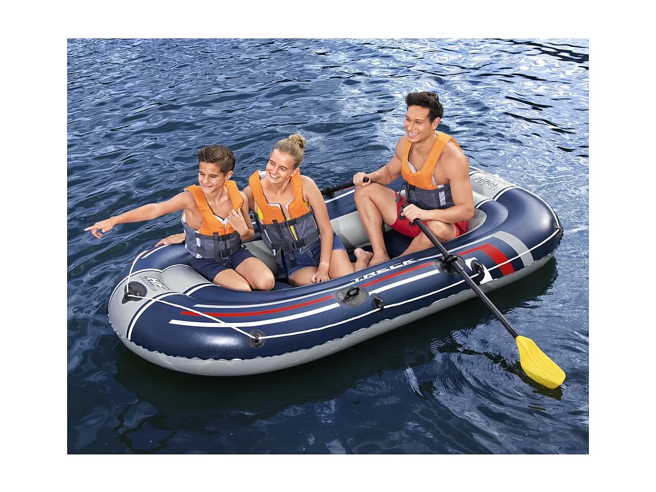 Bateau Gonflable Bestway Hydro-Force Trek X2 255x127 cm 2 Personnes Pagaie et Pompe
