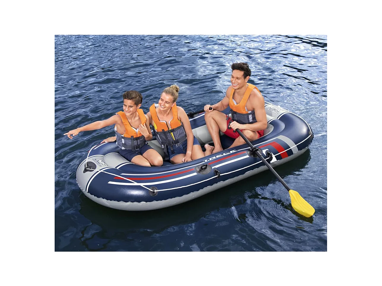 Bateau Gonflable Bestway Hydro-Force Trek X2 255x127 cm 2 Personnes Pagaie et Pompe