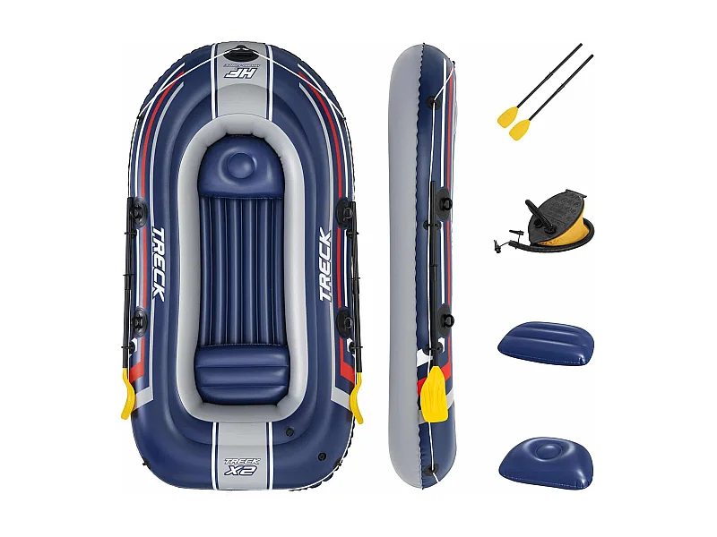 Bateau Gonflable Bestway Hydro-Force Trek X2 255x127 cm 2 Personnes Pagaie et Pompe