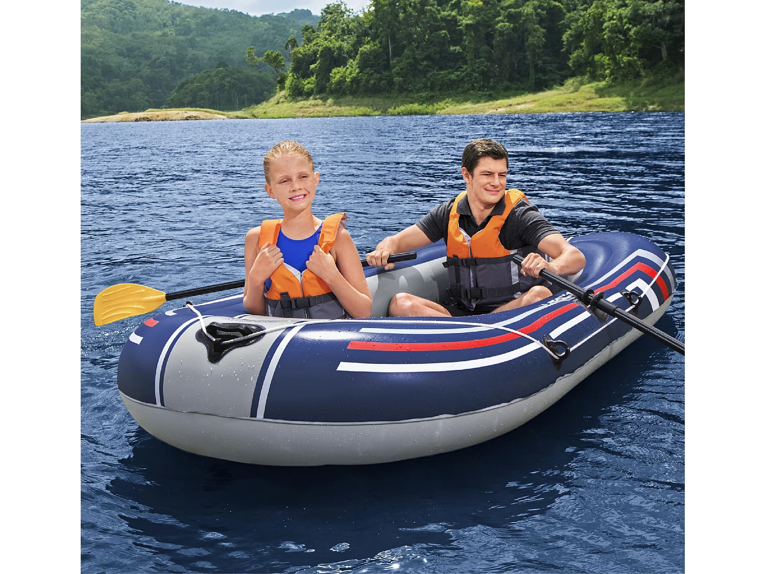 Barca Hinchable para 2 Adultos Bestway Hydro Force Treck 228x121x32 cm con 2 Remos y Bomba de Pie Incluida