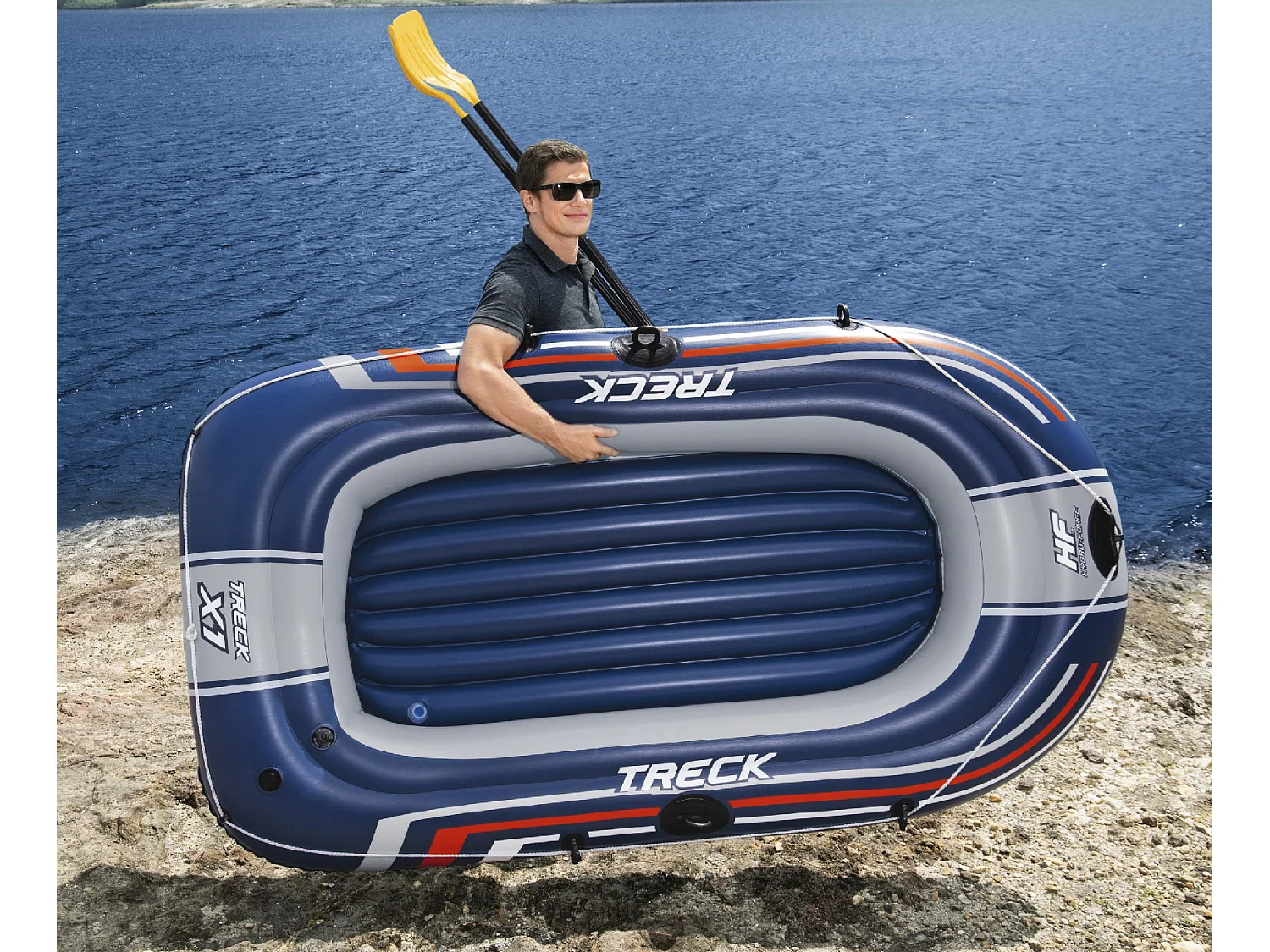 Barca Hinchable para 2 Adultos Bestway Hydro Force Treck 228x121x32 cm con 2 Remos y Bomba de Pie Incluida