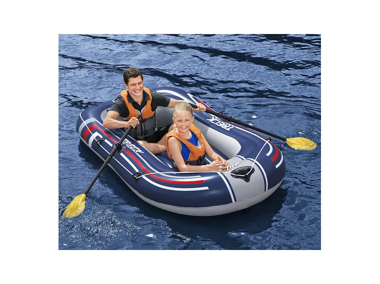 Bateau Gonflable pour 2 Adultes Bestway Hydro Force Treck 228x121x32 cm avec 2 Rames et Gonfleur à Pied Inclus