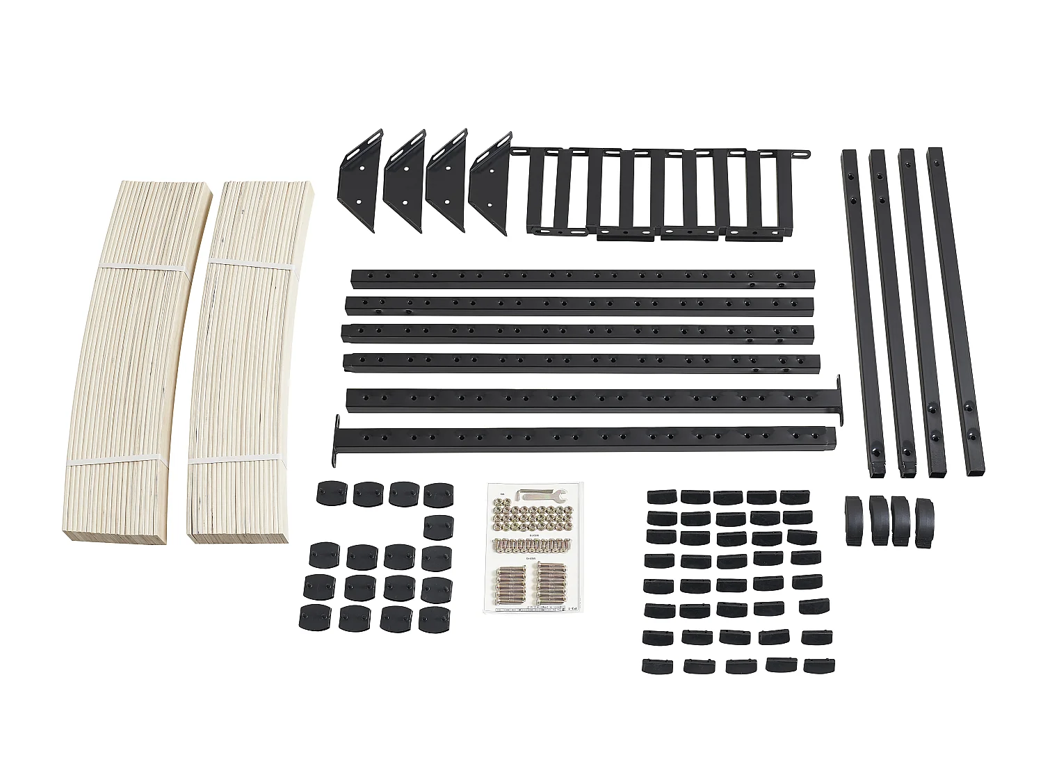 Sommier 90x190 cm Solide et Confortable avec Cadre à Lattes et 6 Pieds en Metal, Montage Facile