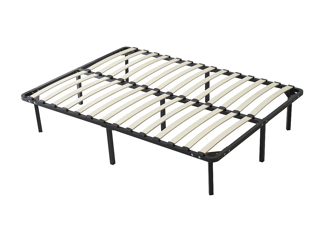 Sommier 180x200 cm Solide et Confortable 29 cm Cadre à Lattes 12 Pieds Métal Montage Rapide