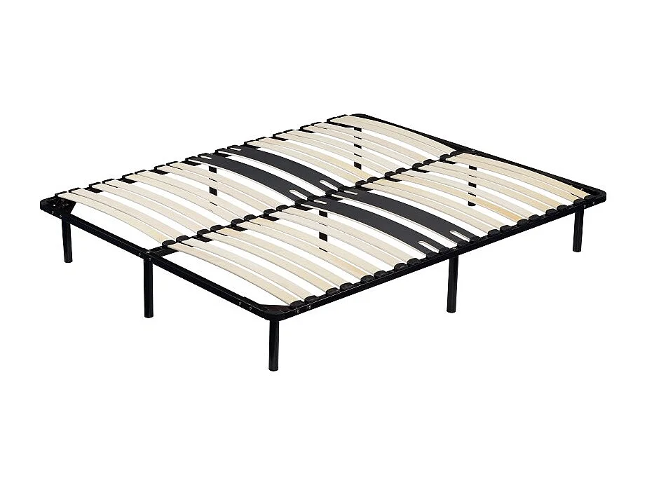 Sommier 120x200 Noir Cadre à Lattes Renforcé avec 9 Pieds en Metal Hauteur 29 cm Montage Facile