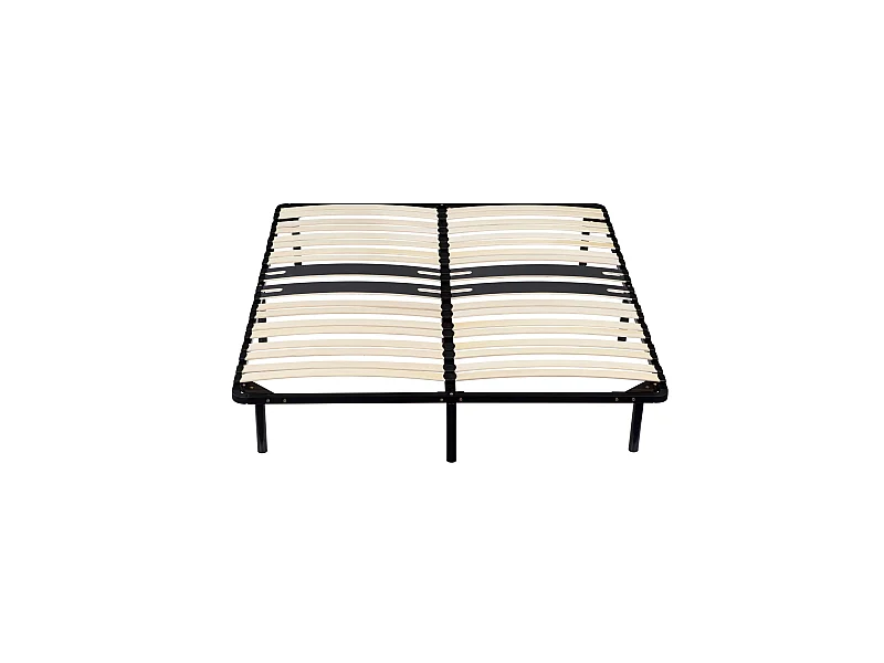 Sommier 90x190 Noir Cadre à Lattes Renforcé 6 Pieds Hauteur 29 cm Montage Rapide 18 Lattes 9 mm