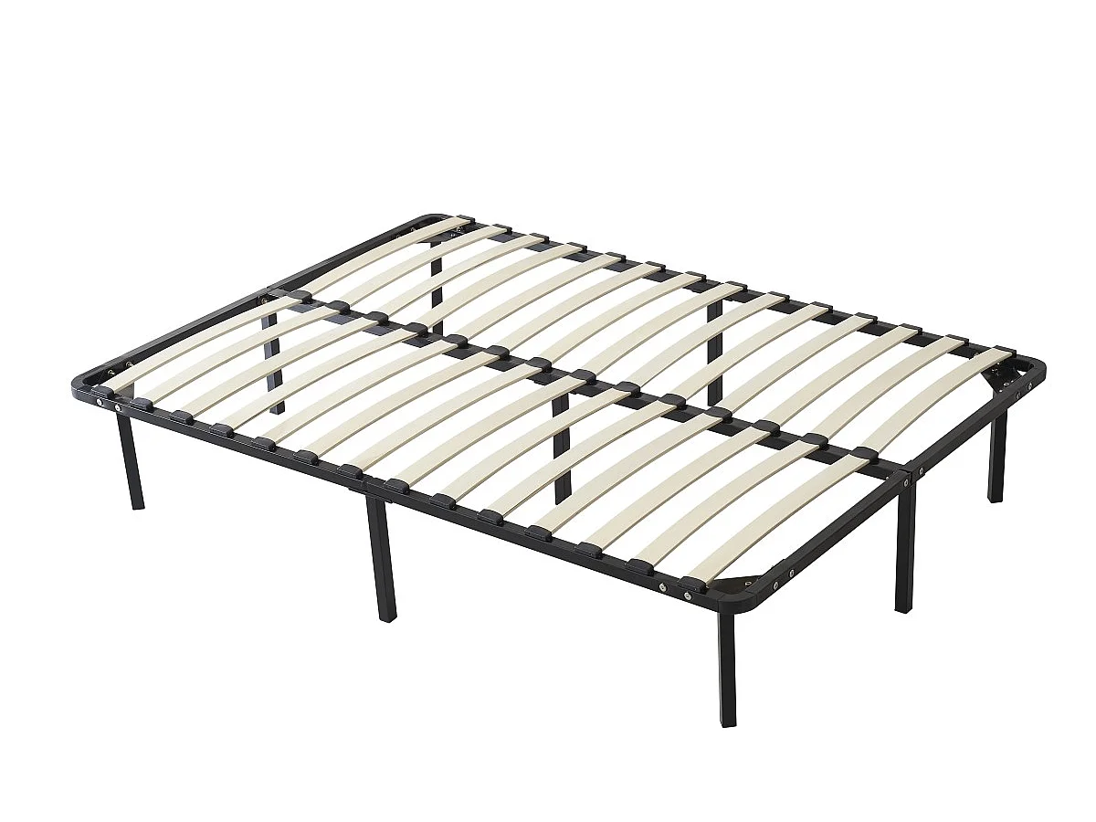 Sommier 180x200 cm Solide et Confortable 29 cm Cadre à Lattes 12 Pieds Métal Montage Rapide