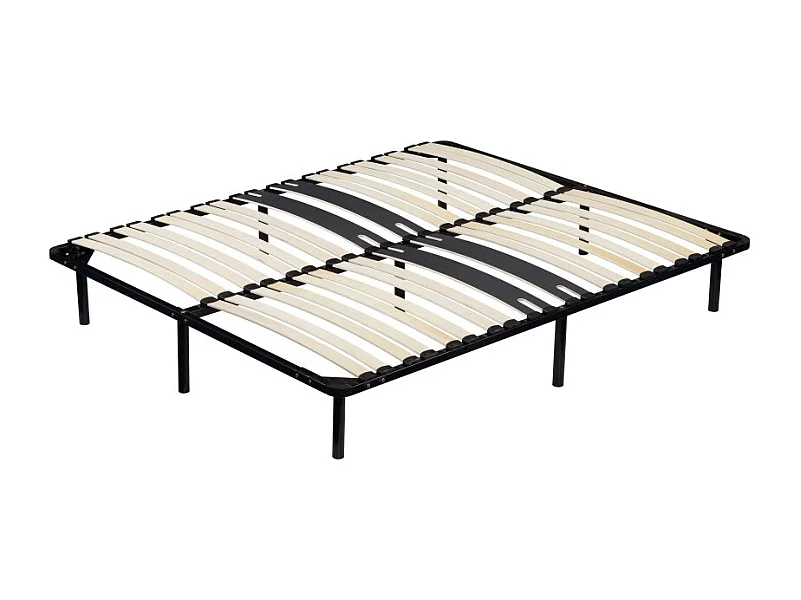 Sommier 120x190 Noir Cadre à Lattes Renforcé Bassin 9 Pieds Métal Hauteur 29 cm Montage Facile
