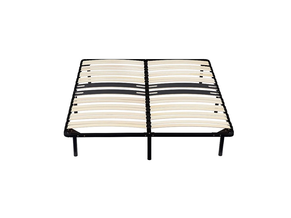 Sommier 120x190 Noir Cadre à Lattes Renforcé Bassin 9 Pieds Métal Hauteur 29 cm Montage Facile