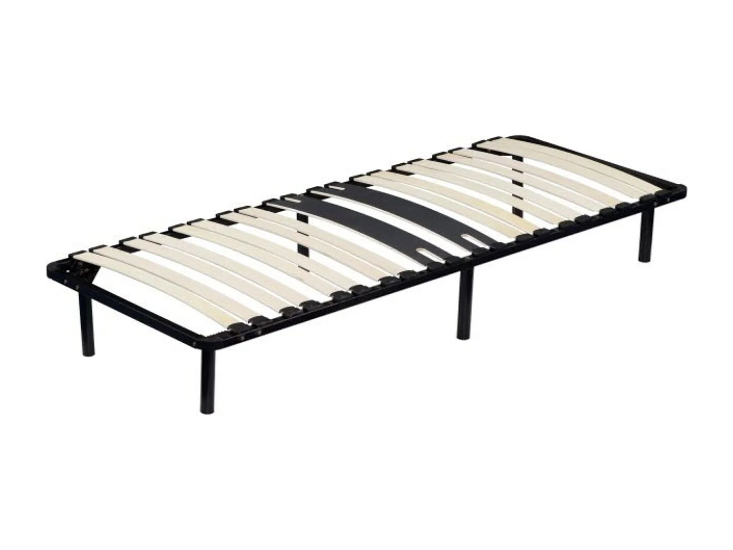 Sommier 80x190 Noir Cadre lattes Renforcé bassin 6 Pieds Métal Hauteur 29 cm Montage Rapide