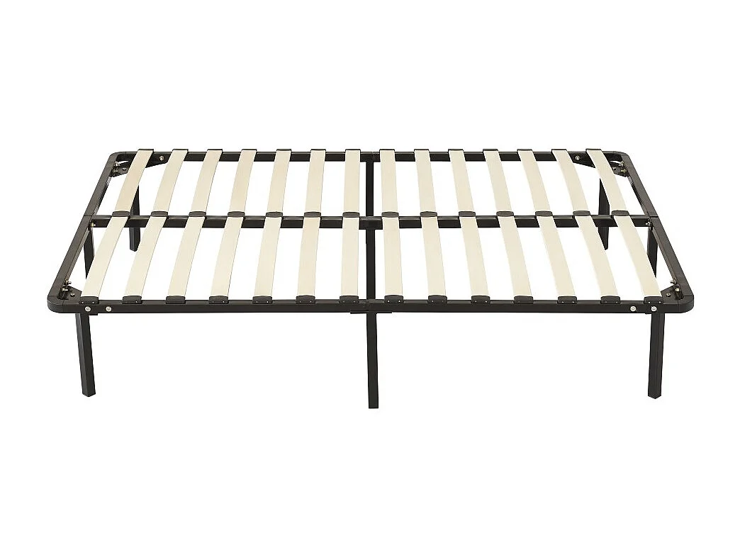 Sommier 140x190 cm Solide et Confortable avec Cadre à Lattes et 9 Pieds en Métal Montage Facile
