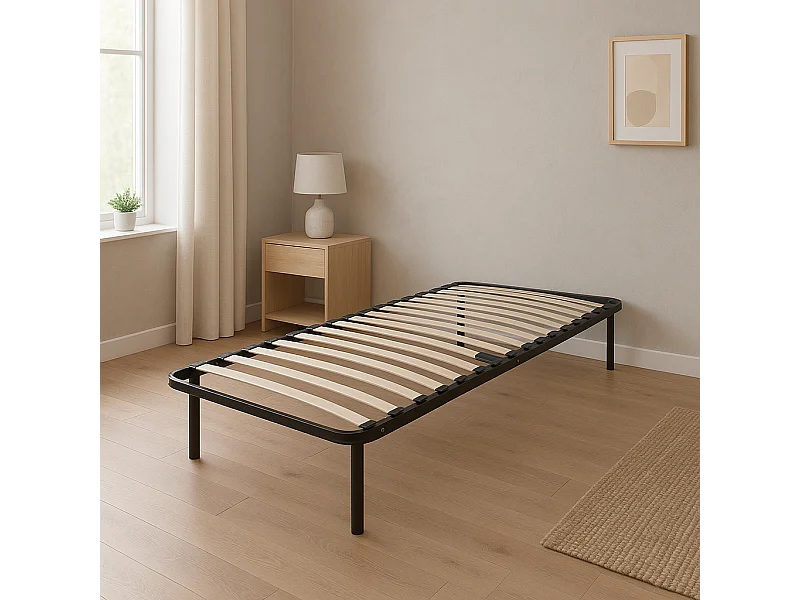 Sommier 80x200 cm Solide et Confortable avec Cadre à Lattes et 6 Pieds en Métal Montage Facile