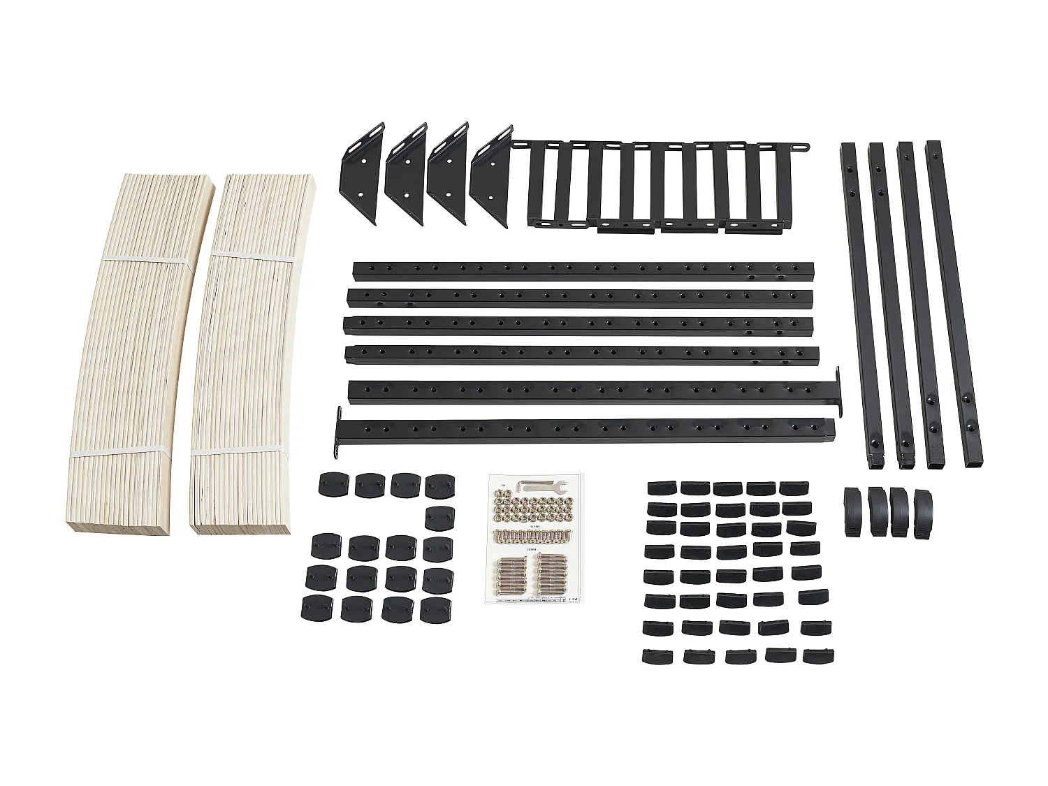 Sommier 90x190 cm Solide et Confortable avec Cadre à Lattes et 6 Pieds en Metal, Montage Facile